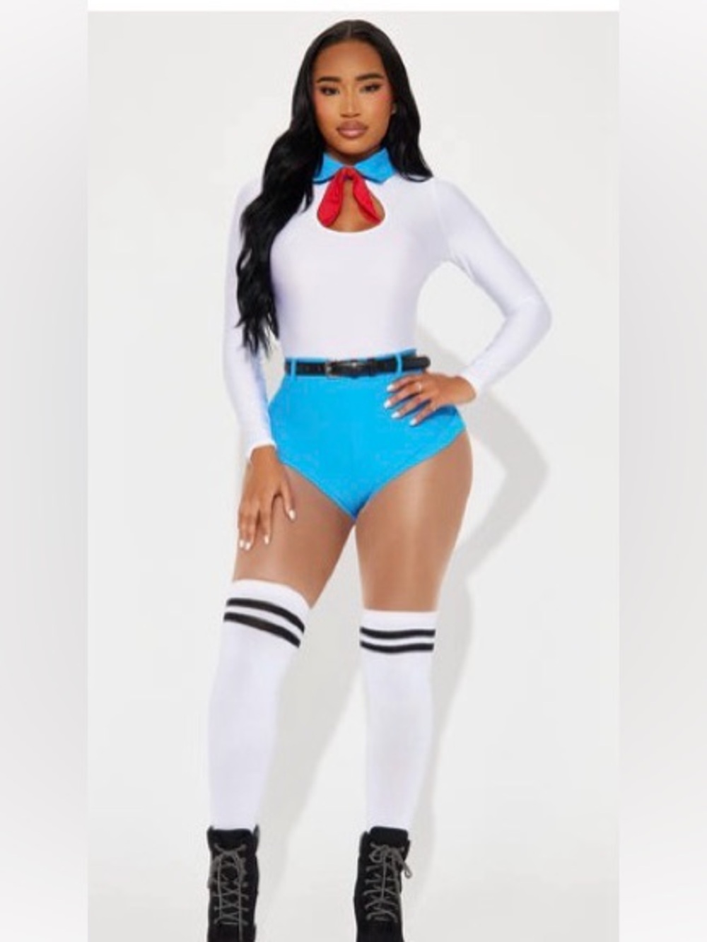 Fashion Nova High-Waist Bright Blue Shorts with Black Belt